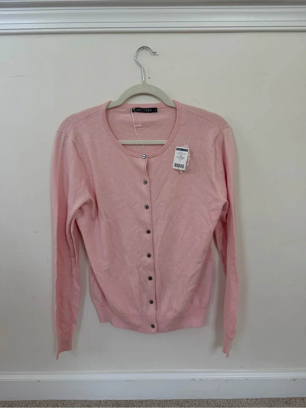 J. Crew Light Pink Button-Front Crewneck Cardigan